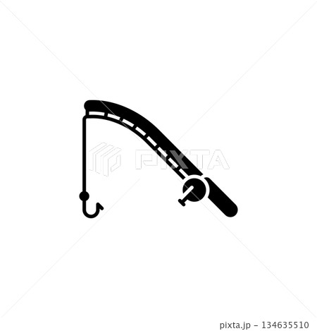 Fishing Rod vector icon. Adventure icon solid style. perfect use for logo, presentation, website, and more. modern icon design glyph style Fishing Rod vector icon. Adventure icon solid style. perfect use for logo, presentation, website, and more. modern icon design glyph style 134635510