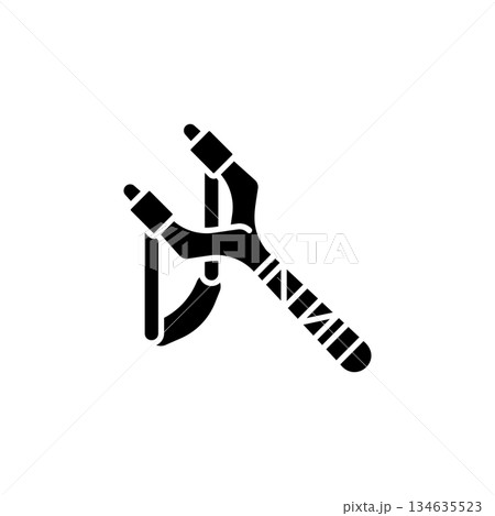 Slingshot vector icon. Adventure icon solid style. perfect use for logo, presentation, website, and more. modern icon design glyph style Slingshot vector icon. Adventure icon solid style. perfect use for logo, presentation, website, and more. modern icon design glyph style 134635523