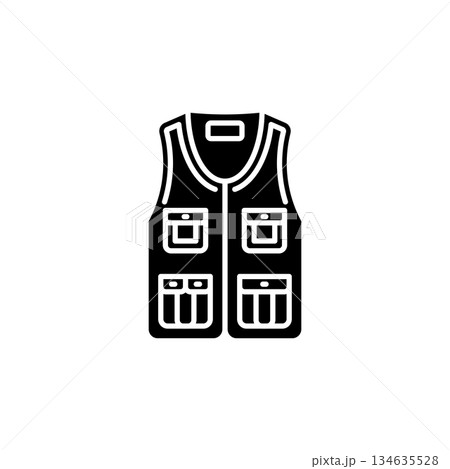 Vest vector icon. Adventure icon solid style. perfect use for logo, presentation, website, and more. modern icon design glyph style Vest vector icon. Adventure icon solid style. perfect use for logo, presentation, website, and more. modern icon design glyph style 134635528