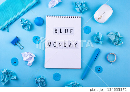 Blue monday concept, post-holiday blues Blue monday concept, post-holiday blues 134635572