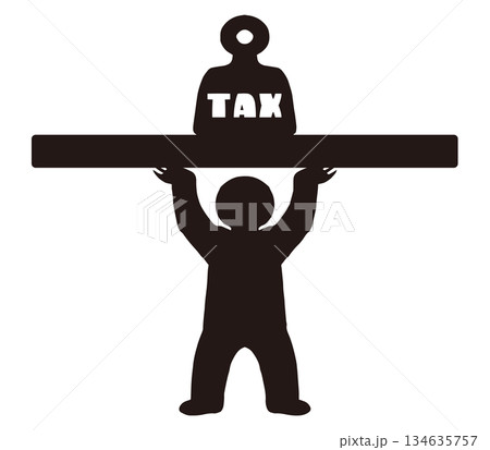 税金と社会を支える人のベクターイラスト｜納税・公共サービス・社会保障素材 134635757