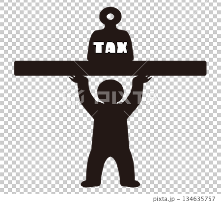 税金と社会を支える人のベクターイラスト｜納税・公共サービス・社会保障素材 134635757