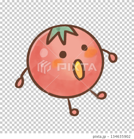 Watercolor style loose bento side dish character cherry tomato illustration (single, transparent, copy space) 134635902