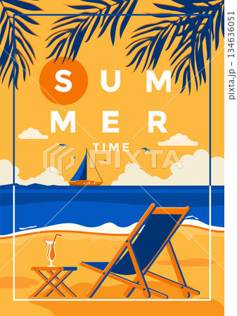 Summer Background Flat design Summer time 134636051