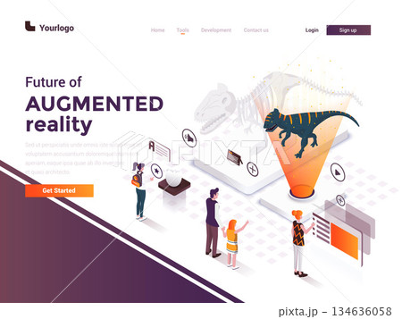 Flat color Modern Isometric Concept Illustration - Augmented Reality 134636058