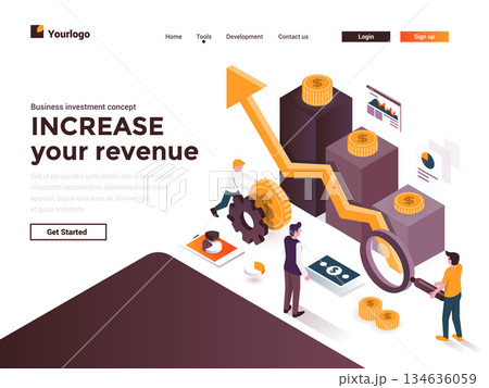 Flat color Modern Isometric Concept Illustration - Increase your revenue Flat color Modern Isometric Concept Illustration - Increase your revenue 134636059