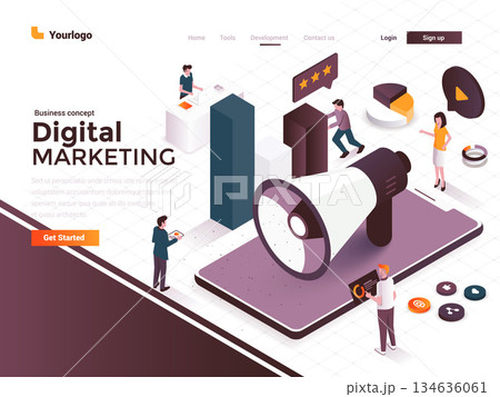 Flat color Modern Isometric Concept Illustration - Digital Marketing Flat color Modern Isometric Concept Illustration - Digital Marketing 134636061