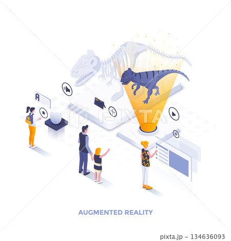 Flat color Modern Isometric Illustration design - Augmented Reality Flat color Modern Isometric Illustration design - Augmented Reality 134636093