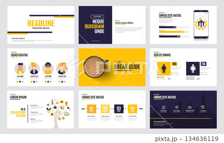 Infographics slide template design 6 134636119