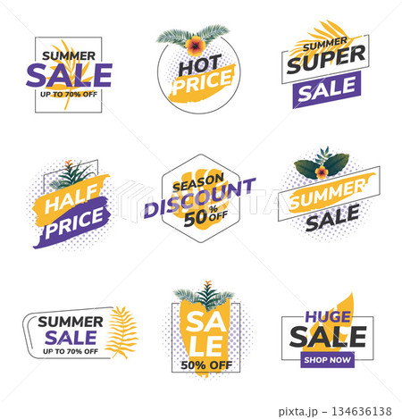 Flat Design Origami Summer Sale Labels 5 Flat Design Origami Summer Sale Labels 5 134636138