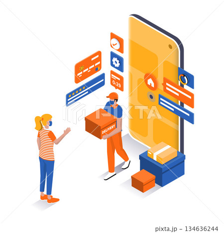 Modern Isometric Illustration design - Delivery 134636244