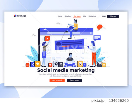 Flat Modern design of website template - Social media marketing Flat Modern design of website template - Social media marketing 134636260