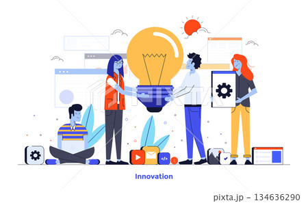 Flat color Modern Illustration design - Innovation 134636290