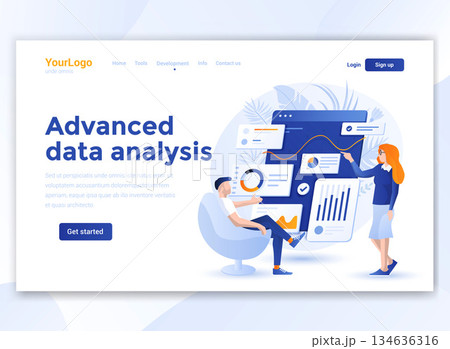 Flat Modern design of wesite template - Advanced Data Analysis Flat Modern design of wesite template - Advanced Data Analysis 134636316