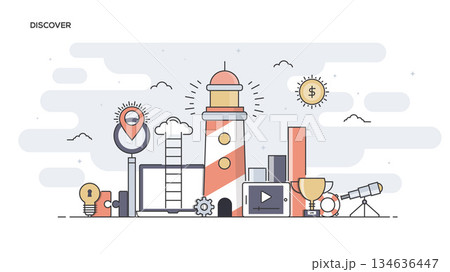 Discover Flat line designed banner Discover Flat line designed banner 134636447