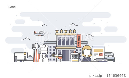 Hotel Flat line designed banner Hotel Flat line designed banner 134636468