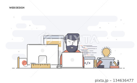 Web design Flat line designed banner Web design Flat line designed banner 134636477
