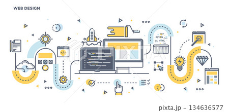 Flat Line Design Header - Web Design Flat Line Design Header - Web Design 134636577