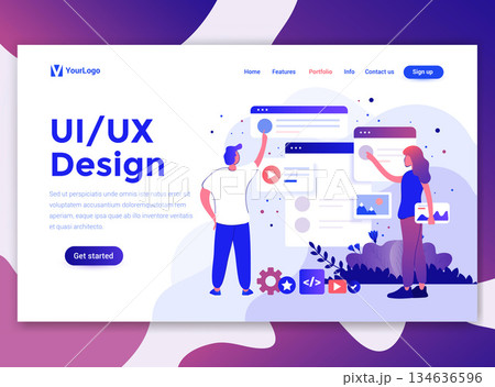 Flat Modern design of wesite template - Ui Design 134636596