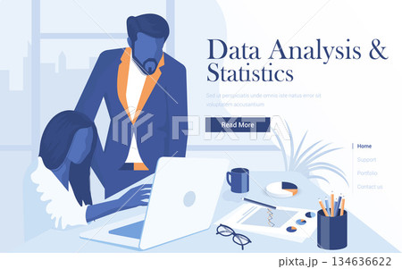 Flat Modern design Illustration of Data Analysis 134636622