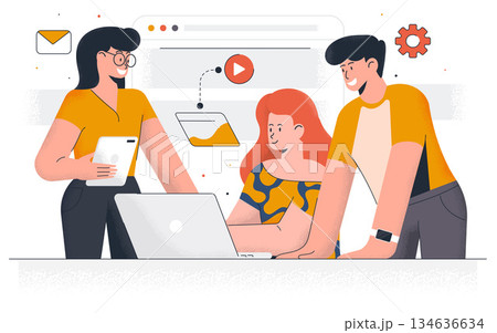 Flat Modern design Illustration of Digital Marketing 134636634