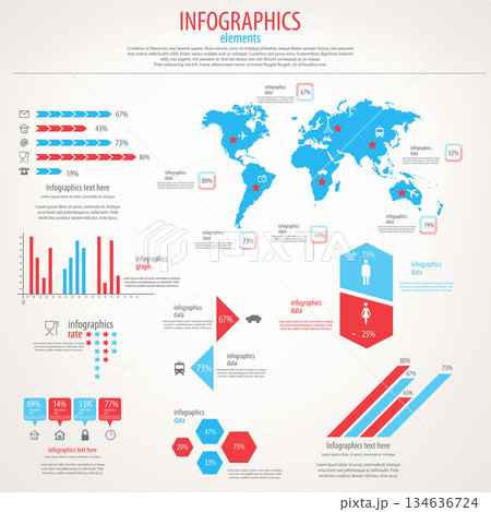 Travel infographics set. World Map and Information Graphics. Vector Travel infographics set. World Map and Information Graphics. Vector 134636724