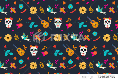 Dia de los Muertos pattern 134636733