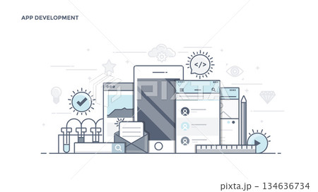 Flat Line Desin Header - App Development Flat Line Desin Header - App Development 134636734