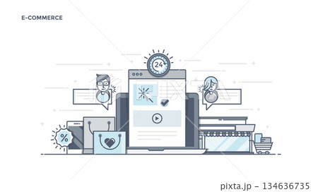 Flat Line Design Header - E-Commerce 134636735
