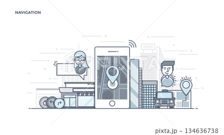 Flat Line Design Header - Navigation 134636738