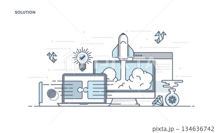 Flat Line Design Header - Solution 134636742