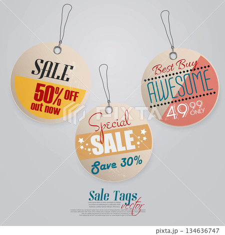 Vintage Sale Tags Design. Vector Vintage Sale Tags Design. Vector 134636747