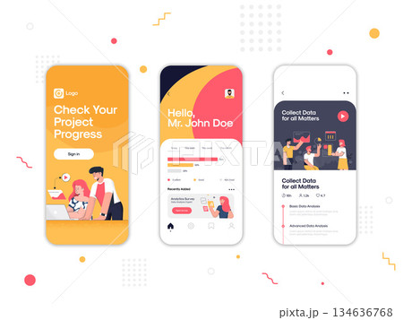 Flat Design App screens - Management 134636768