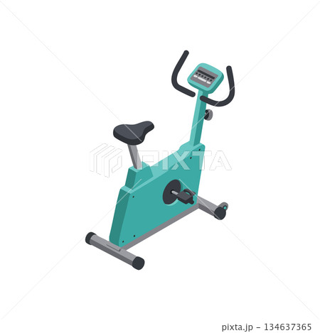 Exercise bike stationary fitness equipment for indoor cardio workout and health improvement vector illustration 134637365