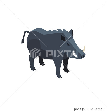 Wild boar animal standing in low poly vector style digital art illustration for wildlife design and nature themes Wild boar animal standing in low poly vector style digital art illustration for wildlife design and nature themes 134637440