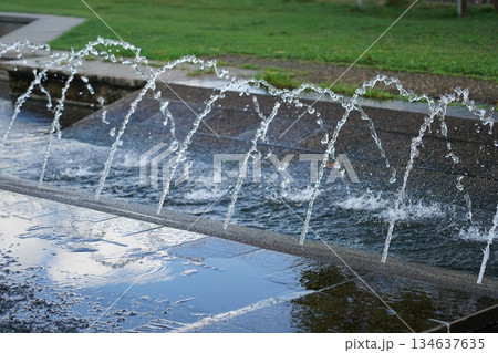 公園の噴水遊び場 134637635
