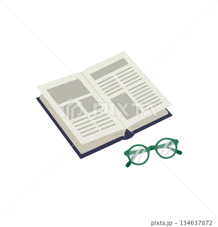 Open book with reading glasses simple vector design for education and knowledge illustration 134637872