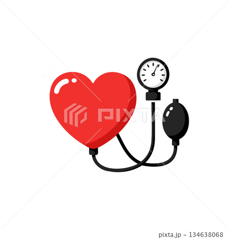 Red Heart Shaped Blood Pressure Monitor Medical Device for Health Check and Cardiovascular Care Vector Illustration Red Heart Shaped Blood Pressure Monitor Medical Device for Health Check and Cardiovascular Care Vector Illustration 134638068