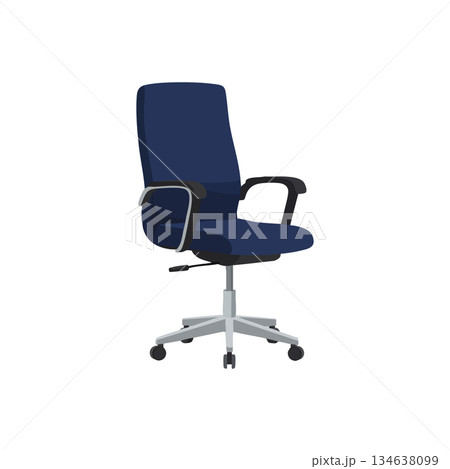 Blue ergonomic office chair with armrests and adjustable height for comfortable workspace seating 134638099