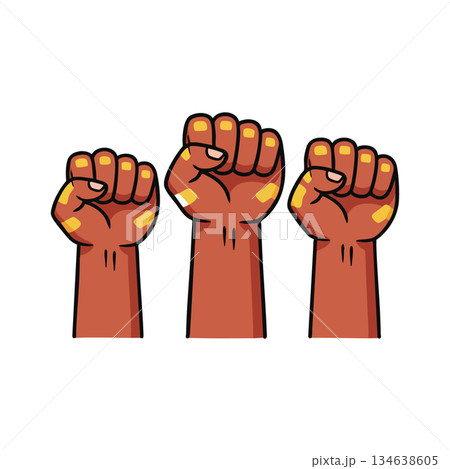 Raised fists symbolizing unity strength and empowerment in social justice movements vector illustration 134638605
