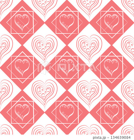 Pattern with hearts. Seamless pattern for Valentine s Day. Pattern with hearts for printing and gift packaging. Vector illustration. Pattern with hearts. Seamless pattern for Valentine s Day. Pattern with hearts for printing and gift packaging. Vector illustration. 134639084