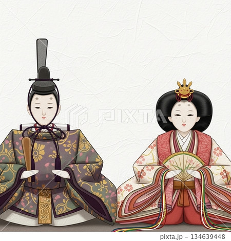日本の春を感じる雛人形イラスト 日本の春を感じる雛人形イラスト 134639448
