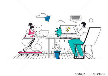 Freelance Work Outline Illustration Freelance Work Outline Illustration 134639684