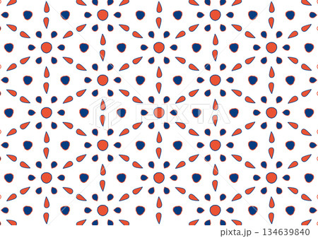 Seamless geometric pattern with red and blue abstract shapes 134639840