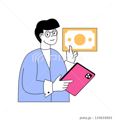 Mobile commerce concept with cartoon people in flat design for web. Vector illustration 134639893