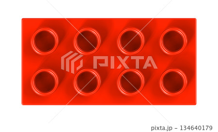 Scarlet Plastic Building Block Isolated on a White Background. 134640179