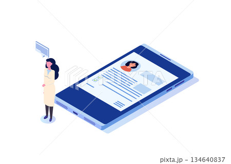 Medical record, Online doctor concept. Isometric Vector illustration. 134640837