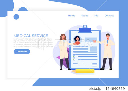 Medical record, Online doctor landigg web page template. Vector illustration. 134640839
