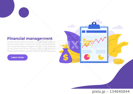 Money stories. Financial management concept. Financial examiner. Vector illustration. Money stories. Financial management concept. Financial examiner. Vector illustration. 134640844