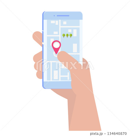 GPS Navigation app, search map concept. Vector illustration. GPS Navigation app, search map concept. Vector illustration. 134640870
